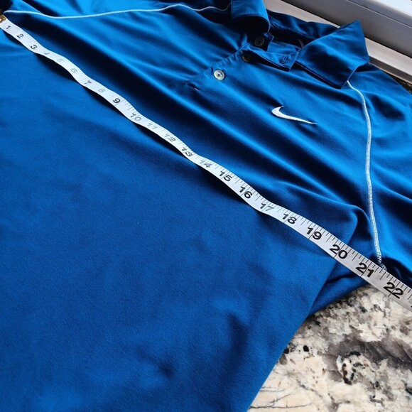 Medium Men’s Nike Golf Fit Dry Polyester Blue Golf Polo Swoosh Logo Very Good - Picture 8 of 11